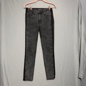 Just Black Womens Skinny Jeans Size 26 Black Acid Wash Tuxedo Stripe Edgy Baddie